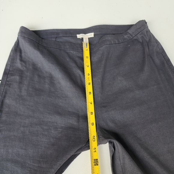 Eileen Fisher Pants Womens Black Organic Linen  Rayon Wide Leg Side Zip Sz 10 - Picture 5 of 10